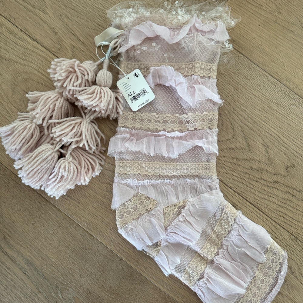 Free People Beige Holiday Lace Decor